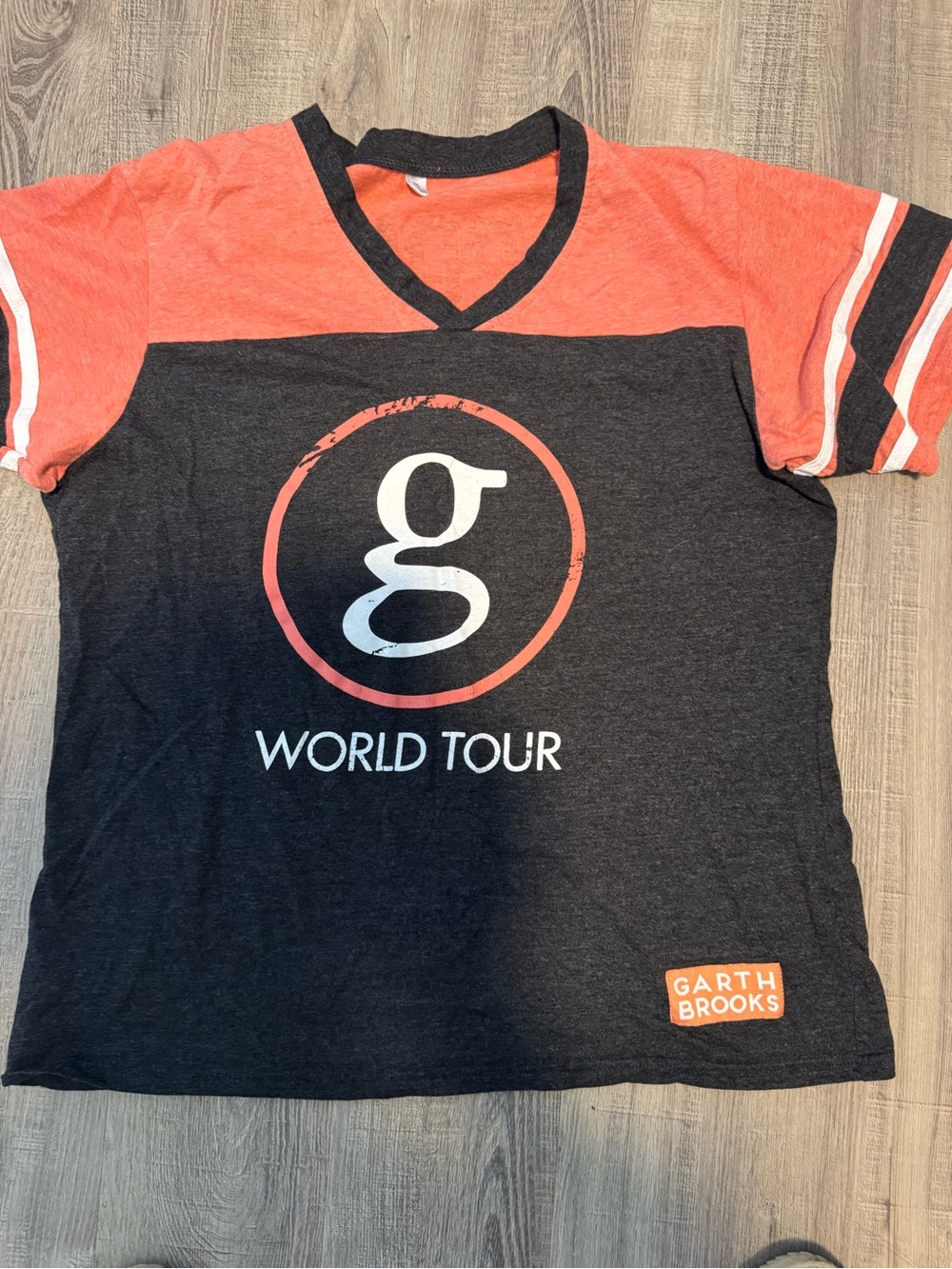 Garth Brooks World Tour V-Neck Tee - Black & Coral